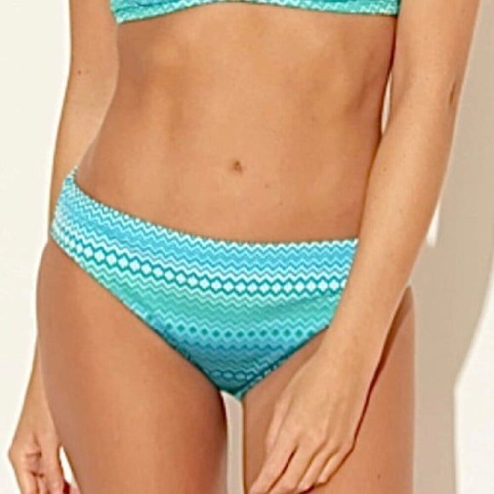 Bleu Rod Beattie Riding the Wave Sea Dive Aqua Print Bikini Swim Bottom Size 12